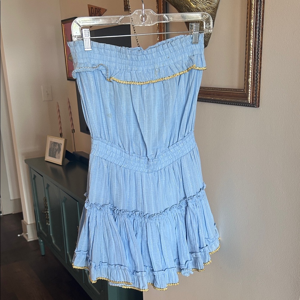 MISA Light Blue Strapless Dress